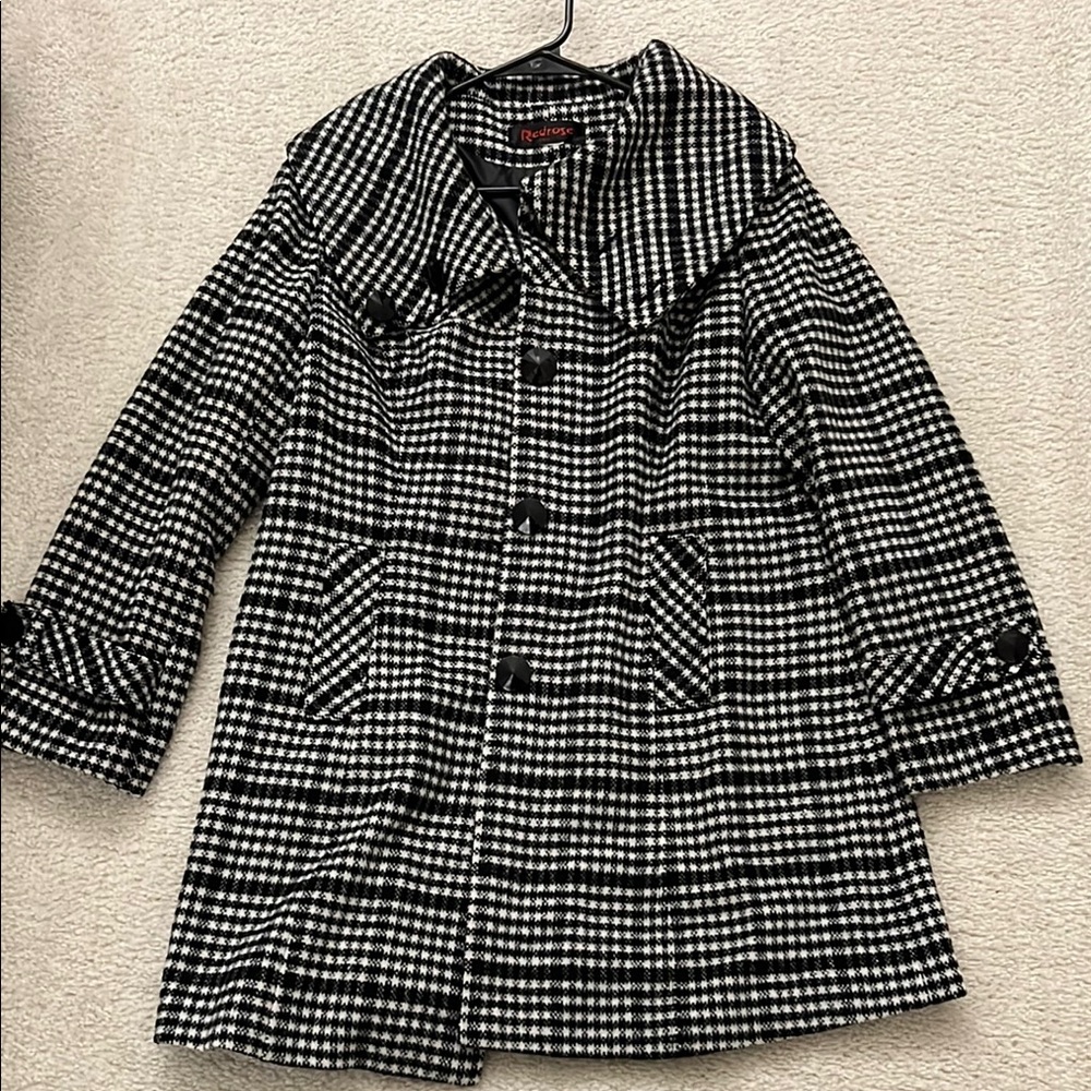 Betsey Johnson Black and White Pea Coat